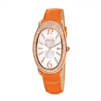 Relógio de mulher Folli Follie WF2B012STWN 45mm aço inoxidável prateado e ouro rosa