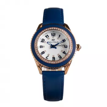 Relógio de mulher FOLLI FOLLIE WF1B032SSU 36 mm aço inoxidável quartzo analógico mostrador branco bracelete prateada