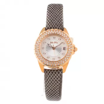 Folli Follie senhora WF1B006STM 30mm relógio analógico de quartzo bracelete de couro branca