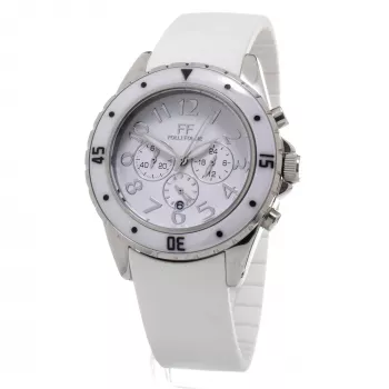 Folli Follie relógio analógico de quartzo de mulher Dynasty WF8T031ZEW 45mm pele branca
