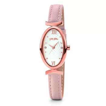 Folli Follie Relógio analógico de quartzo de mulher WF16R031SSS - tom rosa-ouro aço inoxidável, mostrador branco, 34 mm
