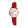 Relógio de mulher FOLLI FOLLIE quartzo analógico WF19R016SSWRE 32mm caixa de aço inoxidável mostrador branco bracelete de pele vermelha