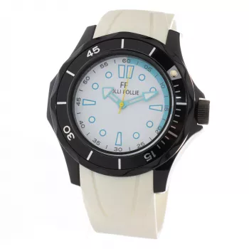 Relógio Folli Follie mulher quartzo analógico WT13P001ZPW 45 mm aço inoxidável branco pele