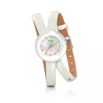 Relógio de mulher FOLLI FOLLIE WF13F030SSW 28mm aço inoxidável quartzo analógico mostrador branco bracelete prateada