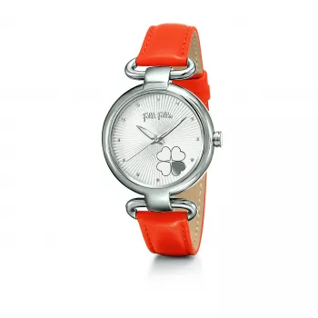 Relógio FOLLI FOLLIE mulher WF15T029SPW 28mm aço inoxidável quartzo analógico mostrador branco bracelete prateada
