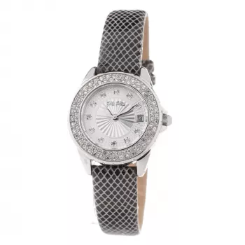 Relógio Folli Follie mulher WF1A006STN 30 mm prateado aço inoxidável pele castanha