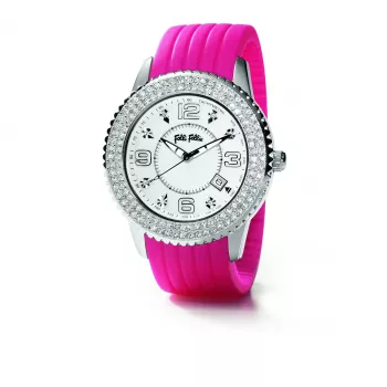 Folli Follie Relógio de mulher WF5T045ZTR 38mm ouro rosa aço inoxidável pele vermelha