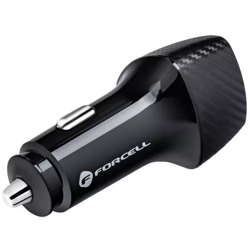 Carregador de automóvel Forcell Carbon CC50-1A1C 38W USB-C PD 3.0 + USB-A QC 3.0 preto