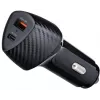 Carregador de automóvel Forcell Carbon CC50-1A1C 38W USB-C PD 3.0 + USB-A QC 3.0 preto