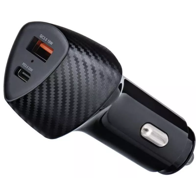 Carregador de automóvel Forcell Carbon CC50-1A1C 38W USB-C PD 3.0 + USB-A QC 3.0 preto