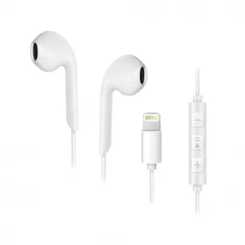 Forcell F-Audio HR-ME25 Auscultadores intra-auriculares Lightning com microfone e controlo remoto, brancos