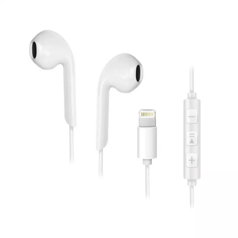 Forcell F-Audio HR-ME25 Auscultadores intra-auriculares Lightning com microfone e controlo remoto, brancos