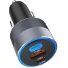 Forcell F-Energy 65 Carregador de Carro 65W, 2x USB-C (PD 3.0) & 1x USB-A (QC 4.0), Cinzento