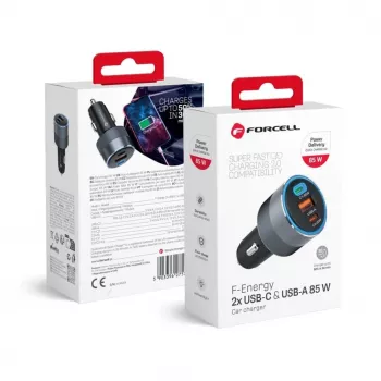 Carregador de carro Forcell F-Energy Alu 2 x Type-C + USB-A PD QC4 SFC 2.0 4.5A 85W