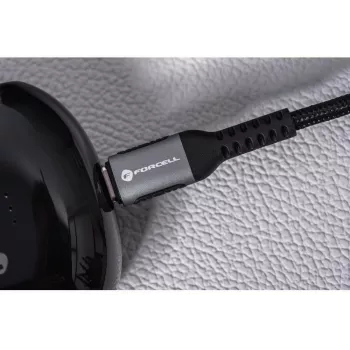 Forcell F-Energy Cafule Cabo USB-C para USB-C 0,5 m 240 W 5A PD QC 4.0 entrançado preto