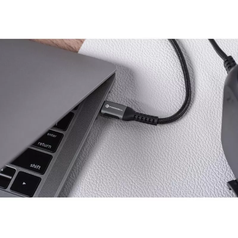 FORCELL F-Energy Cafule cabo USB-C para USB-C 1,2 m 240 W 5 A PD QC 4.0 entrançado preto
