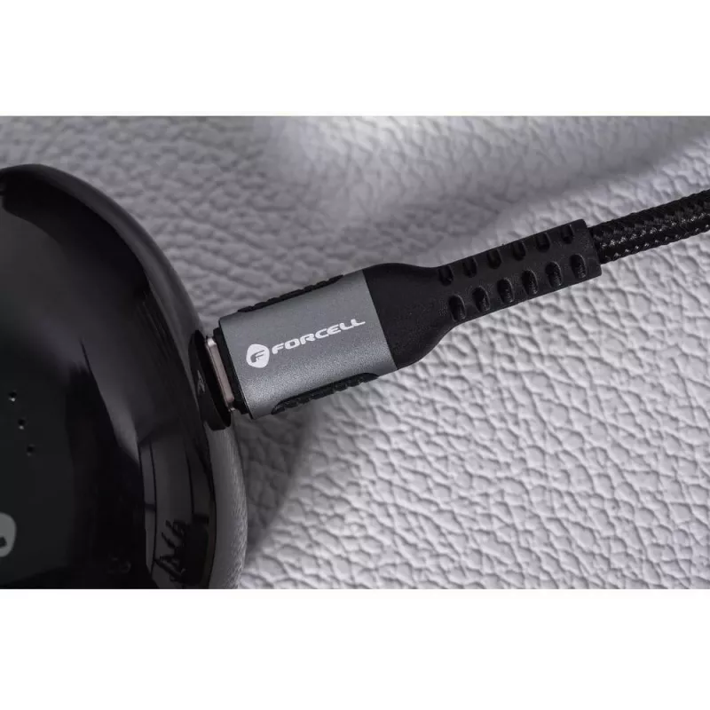 Forcell F-Energy Cafule cabo USB-C para USB-C 2 m 240 W PD 5A QC 4.0 entrançado preto