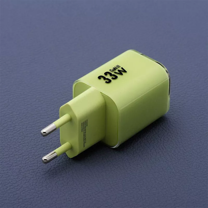 Forcell F-Energy GaN III VT-41 Carregador de Parede GaN 33 W, 1x USB-C PD 3.0/PPS & 1x USB-A QC 4.0, Verde