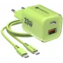 Forcell F-Energy GaN III VT-41 Carregador de Parede GaN 33 W, 1x USB-C PD 3.0/PPS & 1x USB-A QC 4.0, Verde