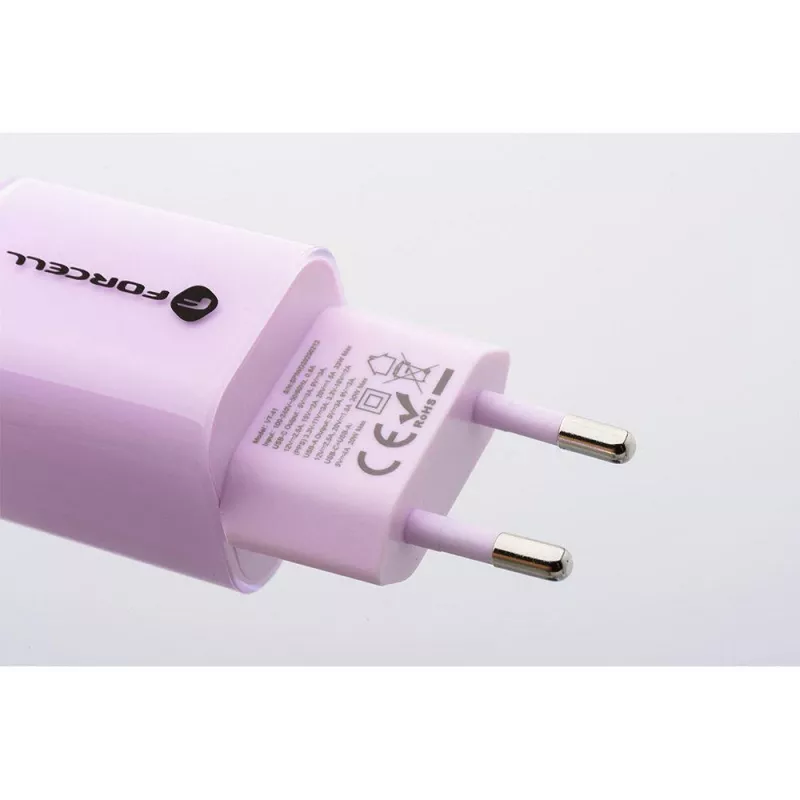 Carregador de parede Forcell F-Energy GaN III VT-41 33W 1x USB-C 1x USB-A PD 3.0 QC 4.0 roxo