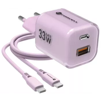 Carregador de parede Forcell F-Energy GaN III VT-41 33W 1x USB-C 1x USB-A PD 3.0 QC 4.0 roxo