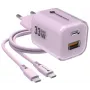 Carregador de parede Forcell F-Energy GaN III VT-41 33W 1x USB-C 1x USB-A PD 3.0 QC 4.0 roxo
