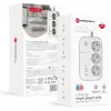 Régua de tomadas inteligente Forcell F-Energy VT-PS03, 3x tomadas Schuko, USB-C PD 30W, 3x USB-A QC 3.0, Wi-Fi, controlo por app Tuya, 2500W/10A