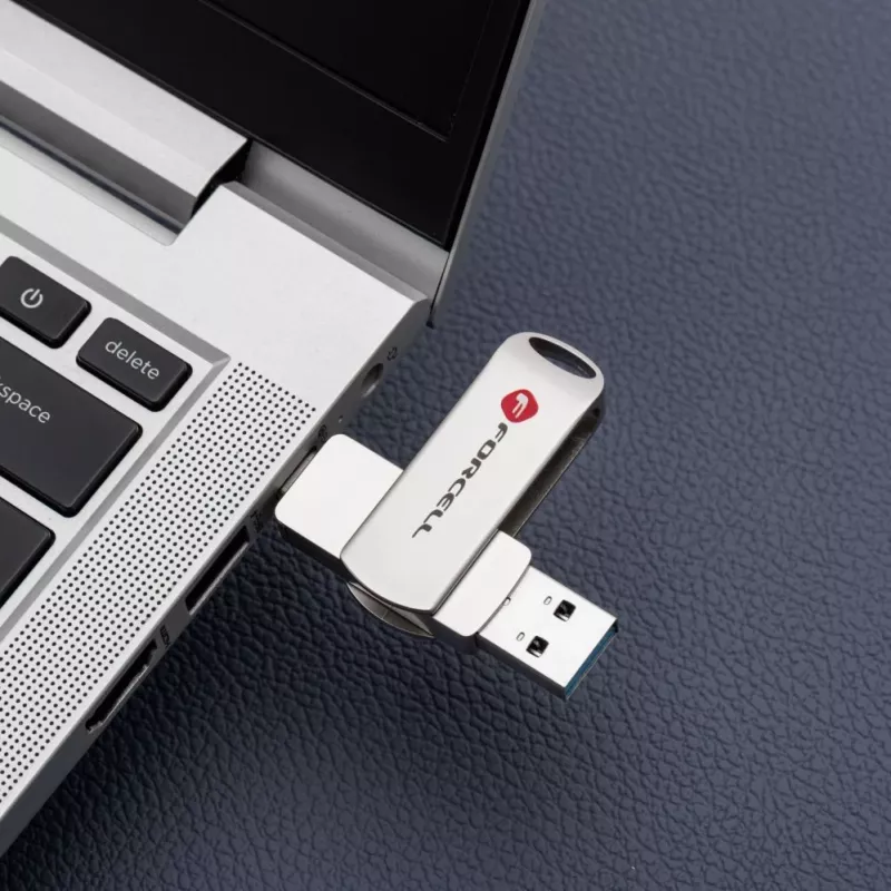 Forcell pen drive 64GB USB 3.2 Gen 1 (USB-A / USB-C) F-Data Metal Duo prateada