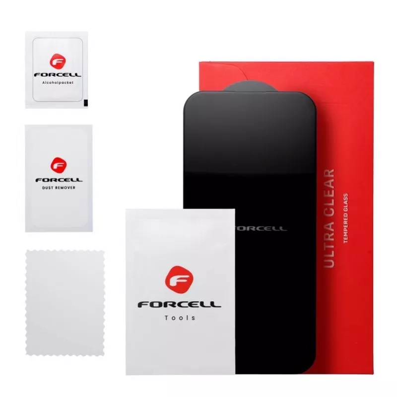 Película de vidro temperado Forcell Ultra Clear para Xiaomi Redmi 14C, moldura preta