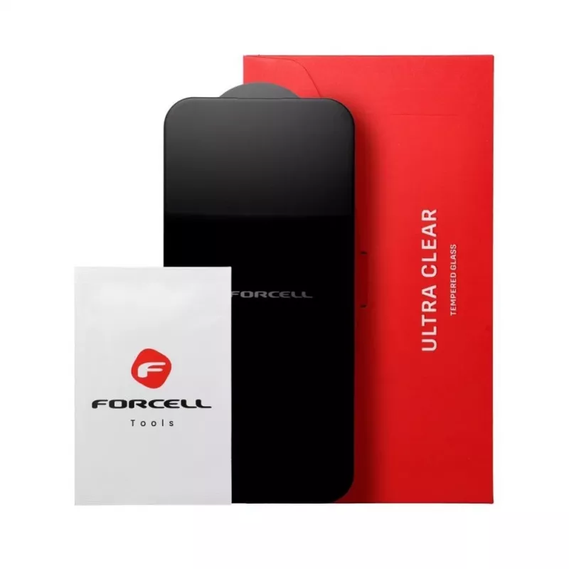 Película de vidro temperado Forcell Ultra Clear para Xiaomi Redmi 14C, moldura preta