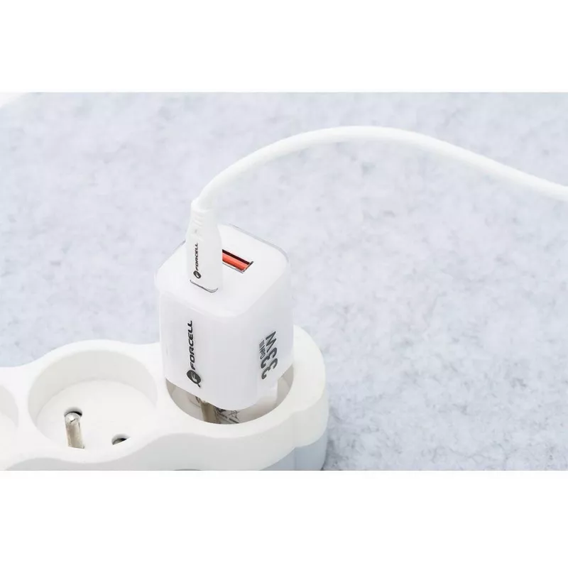 Forcell VT-41 Carregador de parede GaN III 33W com 1x USB-C PD 3.0 e 1x USB-A QC 4.0 (branco)