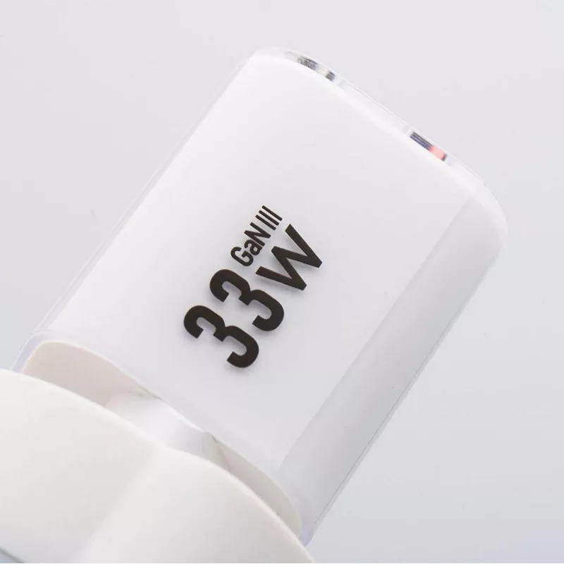 Forcell VT-41 Carregador de parede GaN III 33W com 1x USB-C PD 3.0 e 1x USB-A QC 4.0 (branco)