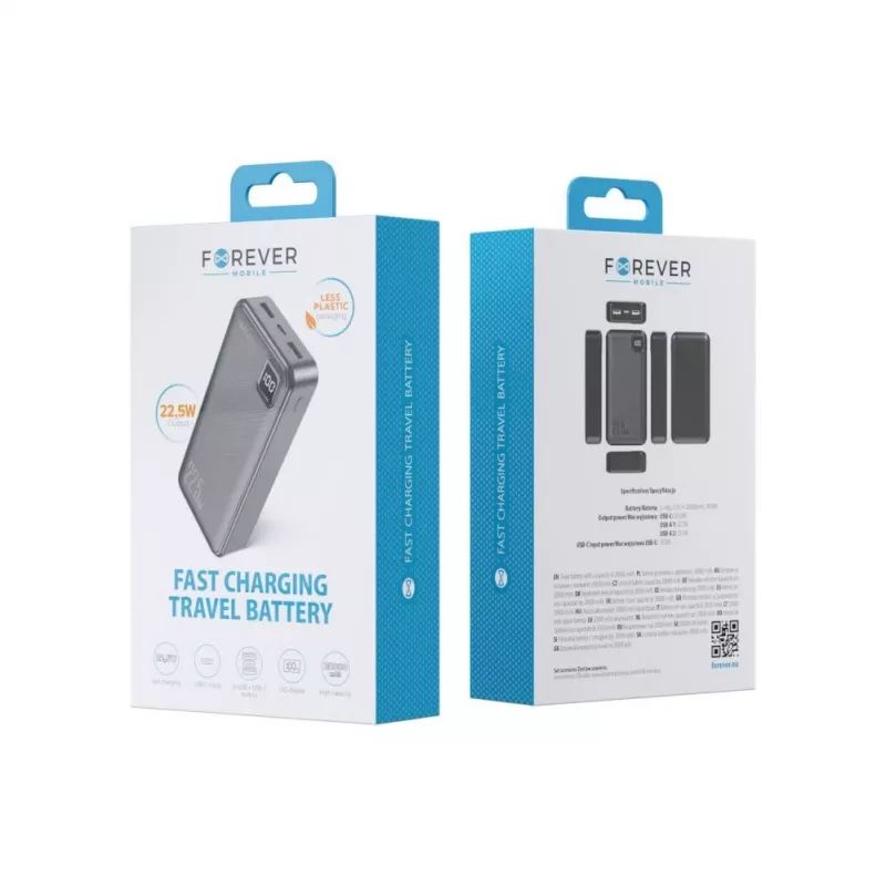 Power bank Forever TB-300L PD QC 22.5W 20000 mAh preto