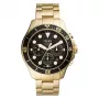 Relógio cronógrafo de quartzo de homem Fossil FS5727 46 mm mostrador preto pele preta