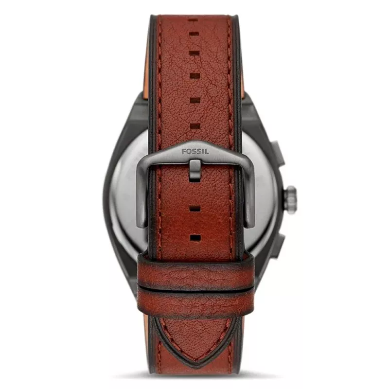 Fossil FS5799 Relógio de quartzo minimalista de homem 44mm Couro preto