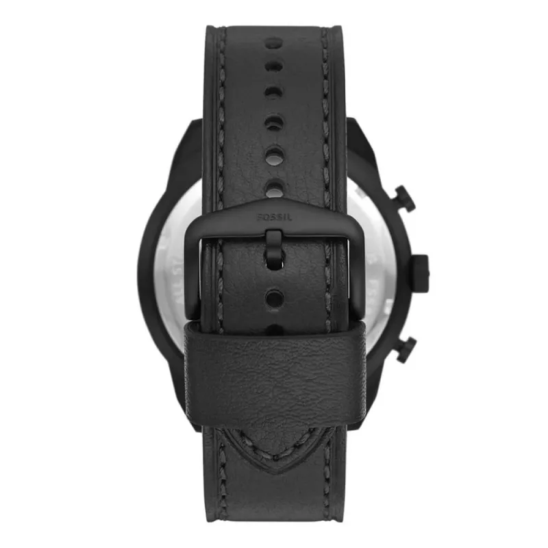 Relógio de homem Fossil FS5874 com mostrador azul e bracelete de pele castanha 42mm