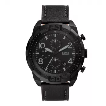 Relógio de homem Fossil FS5874 com mostrador azul e bracelete de pele castanha 42mm