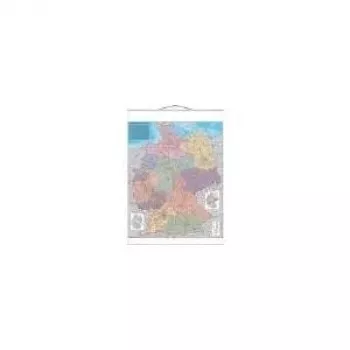 FRANKEN KAM400 Mapa de parede laminado dos códigos postais alemães, 970 x 1370 mm, escrevível e apagável, com barras metálicas