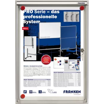 FRANKEN X-tra!Line Quadro de cortiça para interior com fecho 1 x DIN A4, superfície magnética apagável a seco, moldura de alumínio anodizado prateado (FSA1)