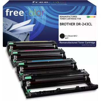 Freecolor kit de tambor remanufaturado Brother DR-243CL preto ciano magenta amarelo 18000 páginas