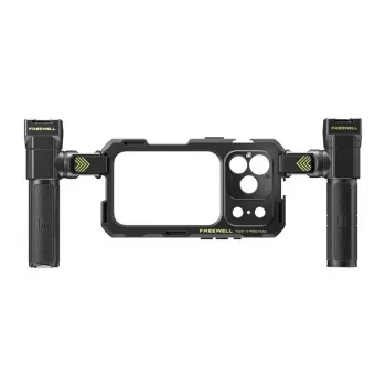 Freewell Genius Rig suporte para telemóvel para iPhone 17 Pro Max - gaiola de liga de alumínio preta com duas pegas