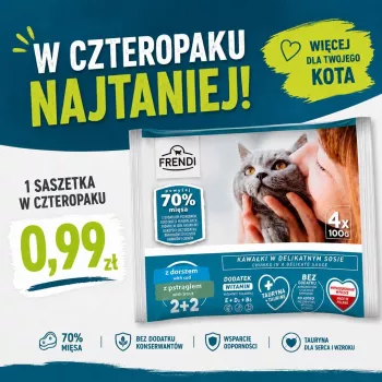 FRENDI Bacalhau e truta em molho Alimento húmido para gatos, 4 x 100g sacos
