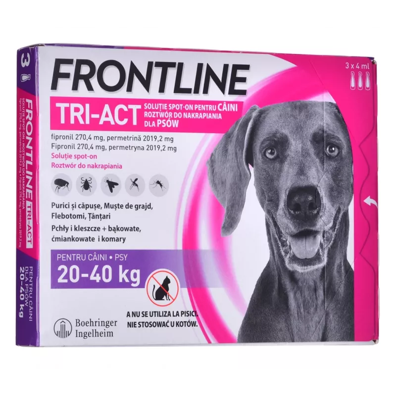 FRONTLINE Tri-act L 20-40 kg - Gotas antiparasitárias para cães - 3 x 4 ml