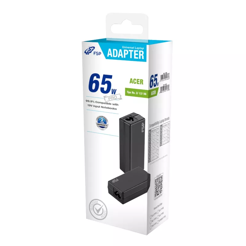 Adaptador Universal para Portátil FSP PRO 65W – Acer