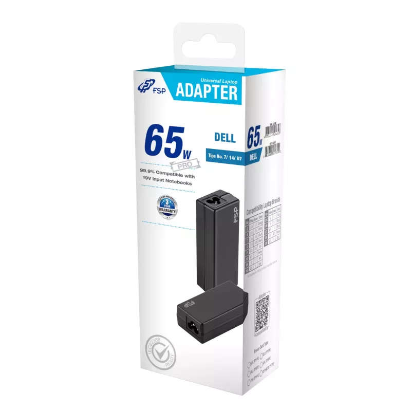 Adaptador universal para portátil FSP PRO 65W – Dell