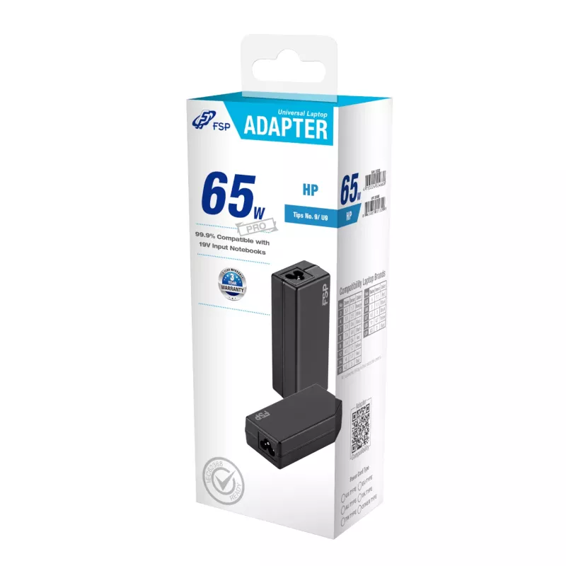 Adaptador universal para portátil FSP PRO 65W – HP