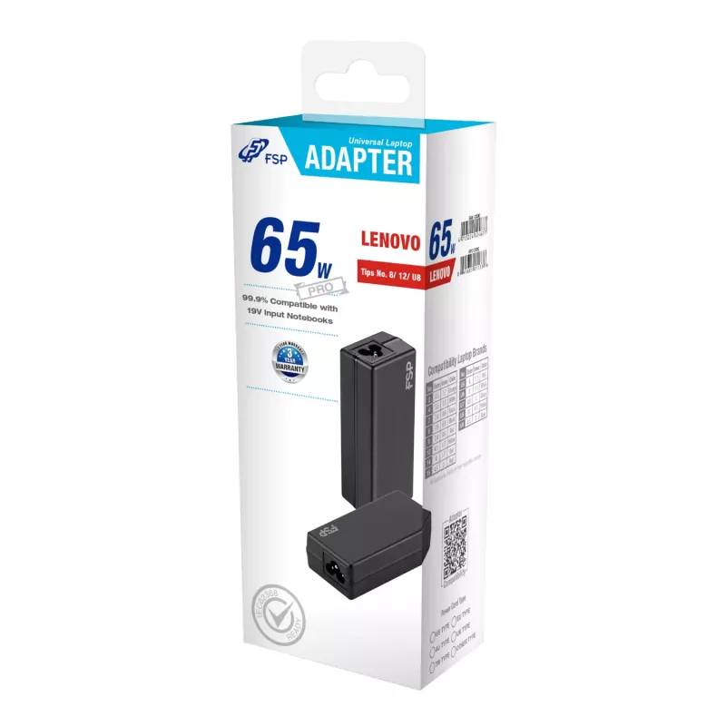 Adaptador Universal para Portátil FSP PRO 65W – Lenovo