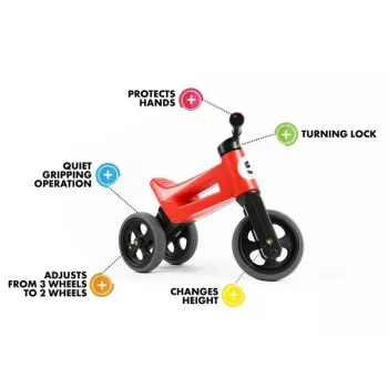 FUNNY WHEELS Rider Super Sport 2 em 1 bicicleta de equilíbrio / triciclo, laranja