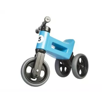 Bicicleta de equilíbrio FUNNY WHEELS Rider Super Sportinis, azul metálico, conversível 2 em 1 de 3 para 2 rodas, assento e guiador ajustáveis, para 18 meses a 3 anos, carga máxima 25 kg