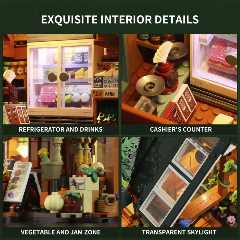 Kit de construção Funwhole Lumibricks Farm Store (2688 peças) com iluminação LED